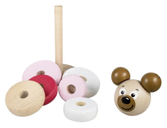 Wooden pyramid with bear head pink