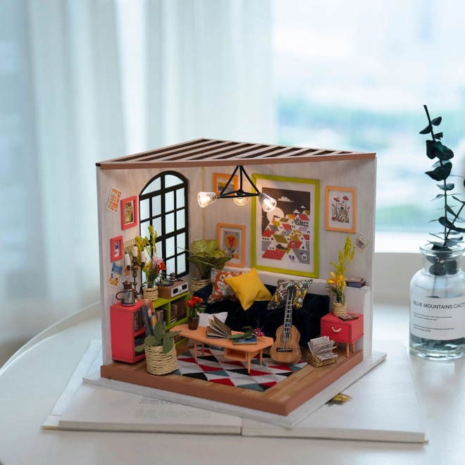 Robotime miniatuur huisje woonkamer