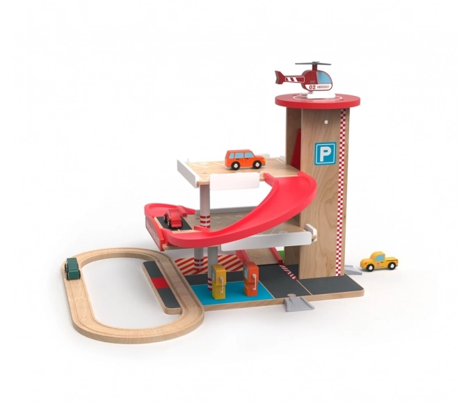 Houten garage met treinset voor kinderen