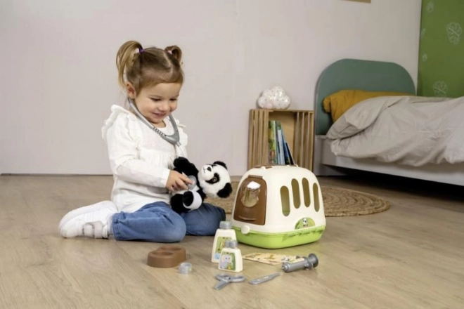 Dierenartsenwagen met panda en transportbox 2-in-1