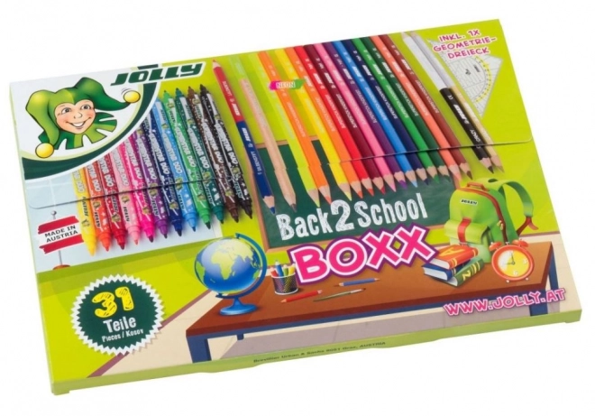 Ensemble de crayons de couleur et de feutres Retour à l'école - 31 pièces