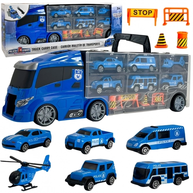 Lastwagen mit Transporter 3in1 Blaue Polizei