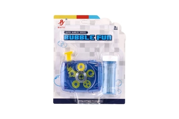 Bublifuk camera mechanisch 9x9cm met inhoud plastic op kaart
