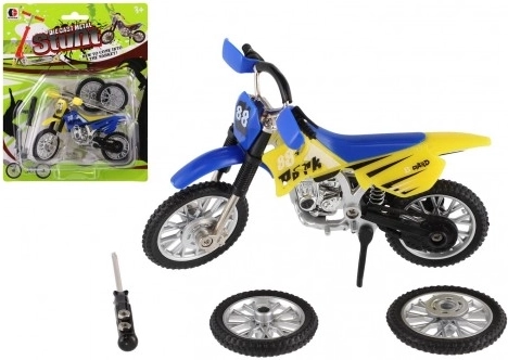 Finger Motorcycle with Screwdriver and Interchangeable Wheels, 12 cm, Metal/Plastic