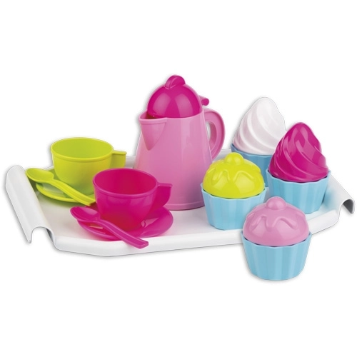 Androni Koffieset met kannetje en taartjes op dienblad