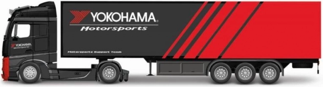 Truck with Trailer Bburago 1:43 MB Actros Gigaspace Firestone