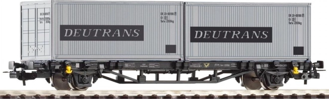 Piko plattewagen Lgs579 met 2× 20' containers DEUTRANS DR, tijdperk IV