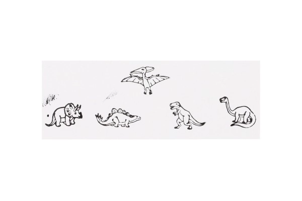 Houten stempels 5+1 met kussen dinosaurussen 3x3cm op kaart