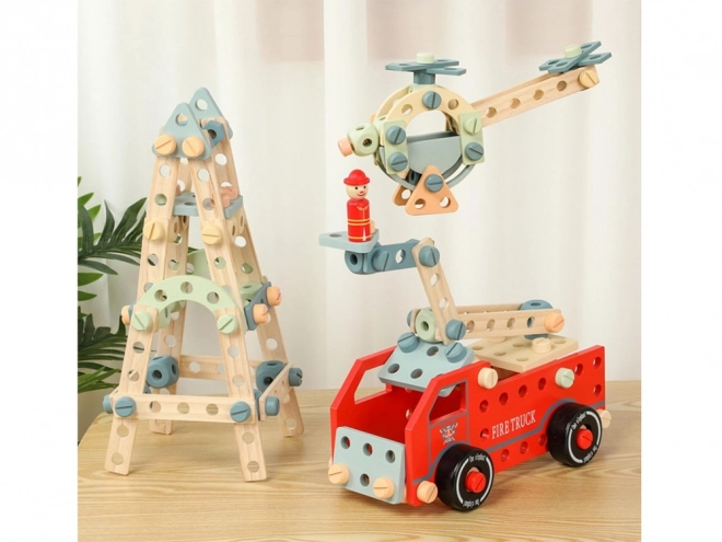 Wooden educational construction blocks set