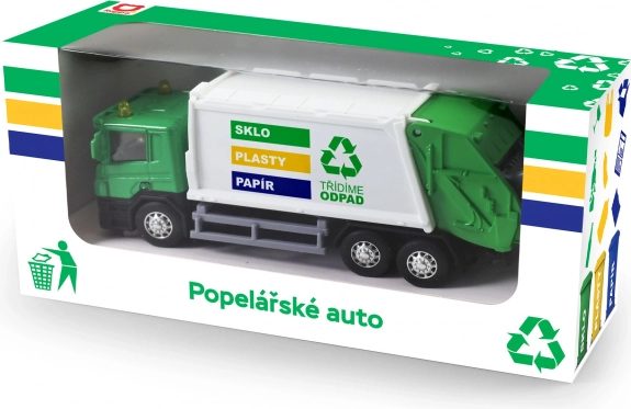 Metal garbage truck with plastic bed