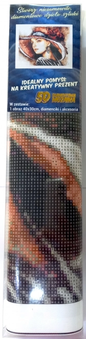 Diamantschilderen Dame met hoed 30x40cm