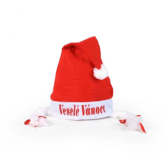 Weihnachtsmütze mit weißen Zöpfen