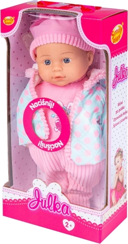 Pratend baby’tje met capuchonjack, 32 cm