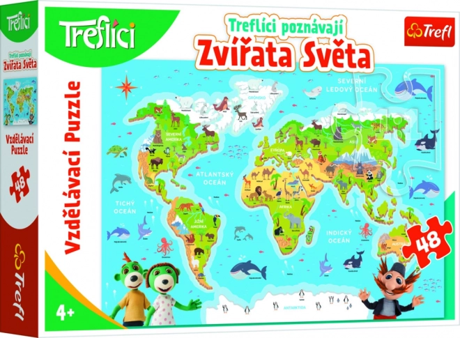 Puzzle Treflíci découvrent les animaux du monde 48 pièces