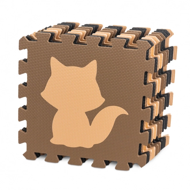 Bruine foam puzzel met bosdieren - 9 stuks
