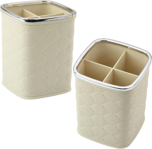 Organisateur pour pinceaux avec quatre compartiments, blanc, 12 × 9,5 cm