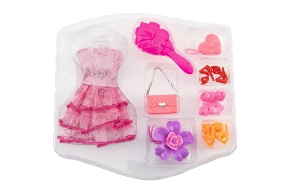 Jurken/kleding voor poppen met accessoires 3 soorten op kaart 24x24x3cm