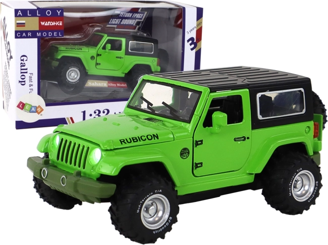 Metalen terreinwagen 1:32 met vliegwiel, licht en geluid – groen