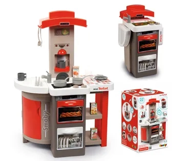 Kinderen elektronische plastic keuken met geluid inklapbaar rood + accessoires