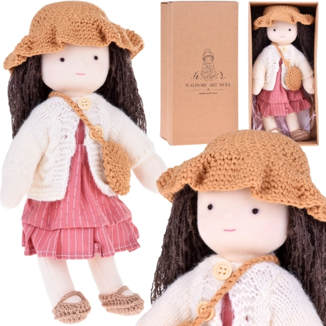 Poupée textile beige et douce de style Waldorf pour l’apprentissage des émotions
