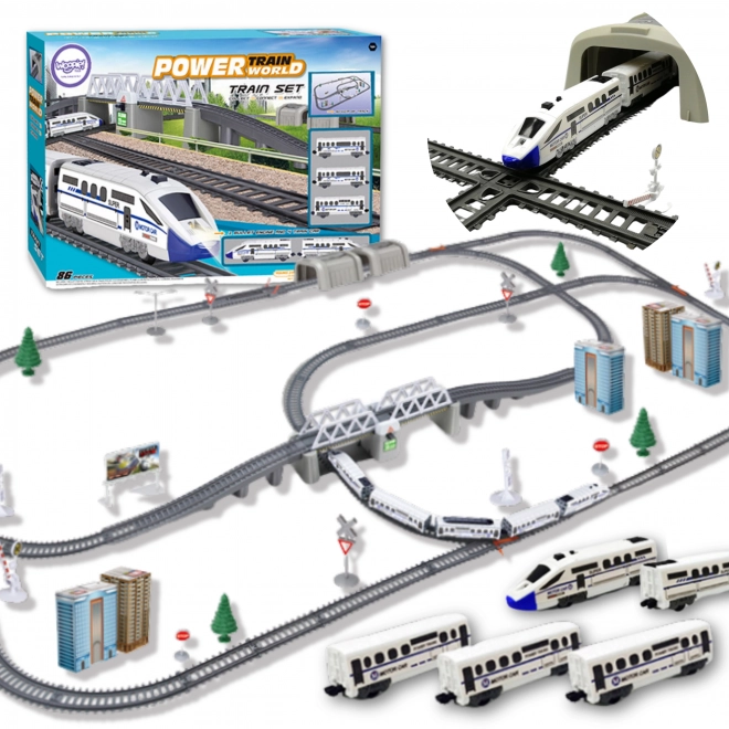 Electric Train Set with Lifting Bridge and Tunnel