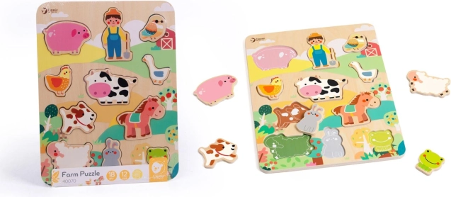 Classic World puzzle en bois ferme – associe les animaux
