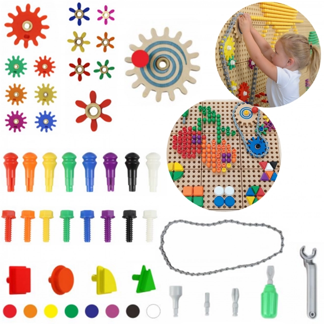 Masterkidz bouwset accessoires met pinnen, schroeven en gereedschap - 352 stuks