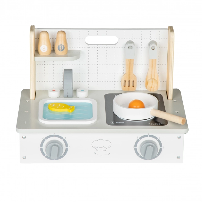 Houten mini keuken met accessoires