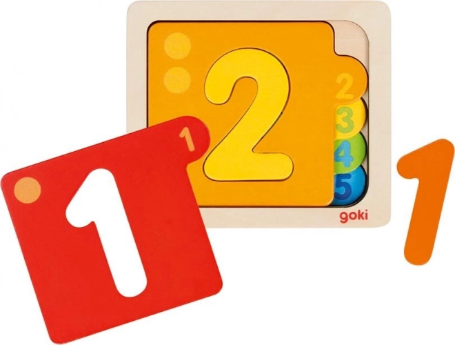 Layered Wooden Insert Puzzle Numbers 1–5 GOKI