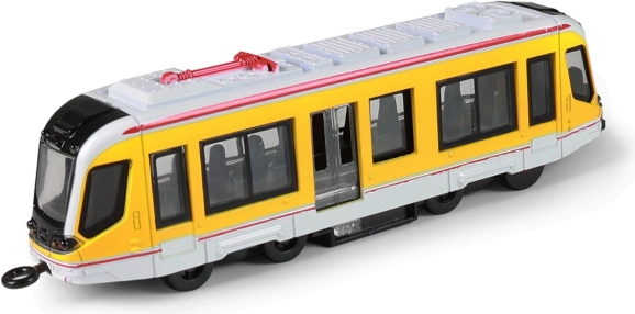 Metal yellow tram 20 cm with pull-back drive