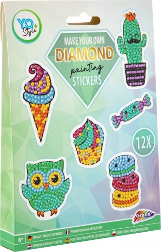 Grafix peinture diamant – autocollants Gourmandises, set de 12 pièces