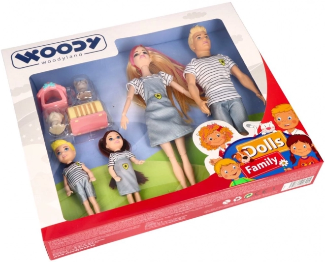 Woodyland Moderne poppenfamilie met huisdieren