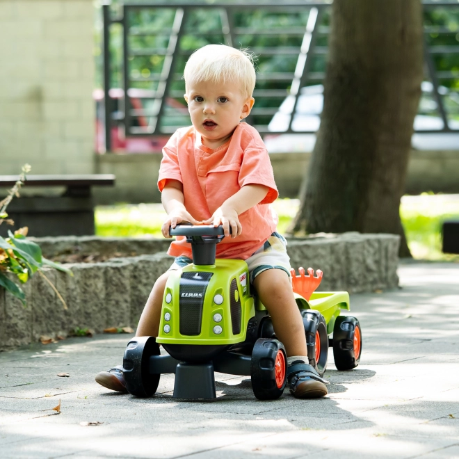 Tracteur enfant Falk Claas 470 Arion vert avec remorque et ensemble pour le sable