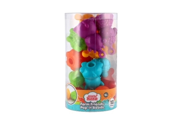 Dieren plastic huisboerderij verbindend tot ketting 12 stuks 8 cm in plastic doos 10x18 cm 12m+