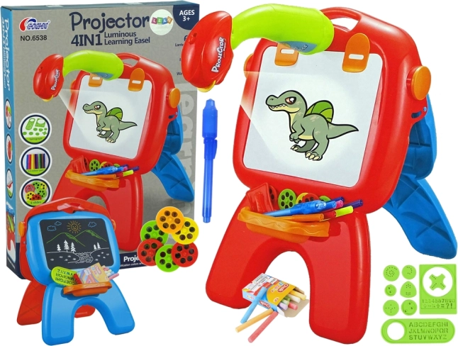 dubbele tekenstandaard voor kinderen met projector – rood