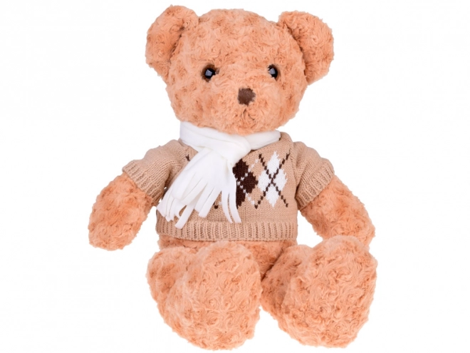 Zachte pluchen teddybeer met trui en sjaal, 60 cm