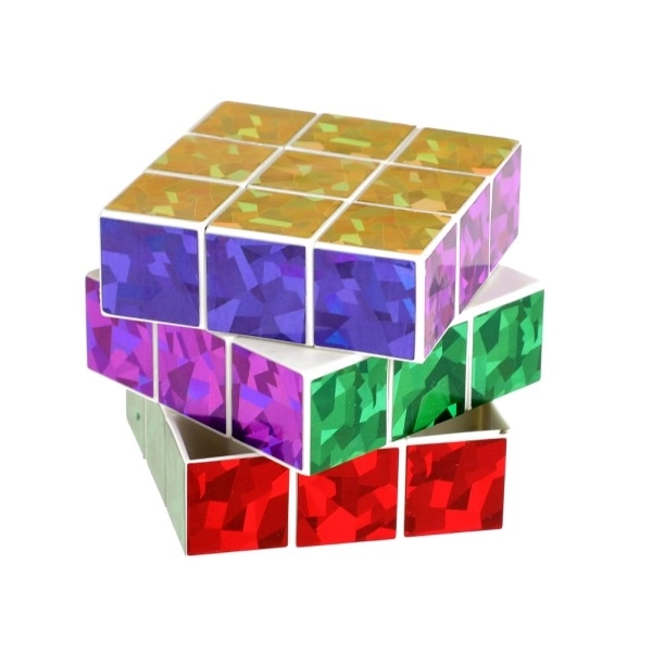 Opvouwbare puzzelblok glanzend plastic 6,5x6,5cm in zak
