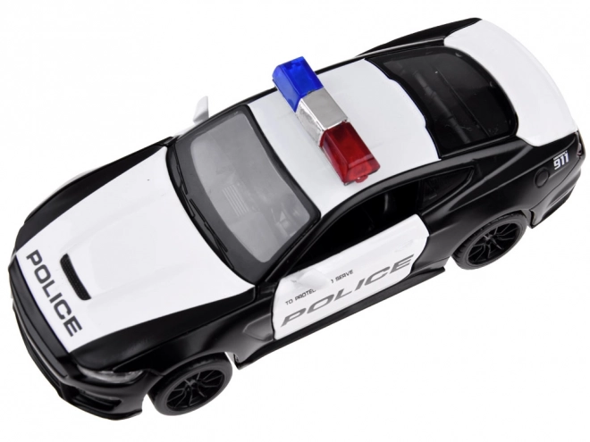 Metalen politieauto Ford Shelby GT350 op schaal 1:32 met zwaailichteffecten