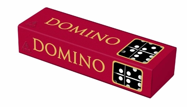 Domino gezelschapsspel hout 28st in doosje 15,5x3,5x5cm