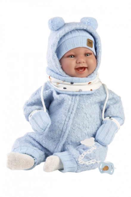 Llorens 84479 NEW BORN - realistische babypop met geluiden en een zacht stoffen lichaam - 44 cm
