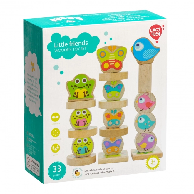 Lucy & Leo Kleine Vrienden - houten balansspel met voorbeelden 33 delen