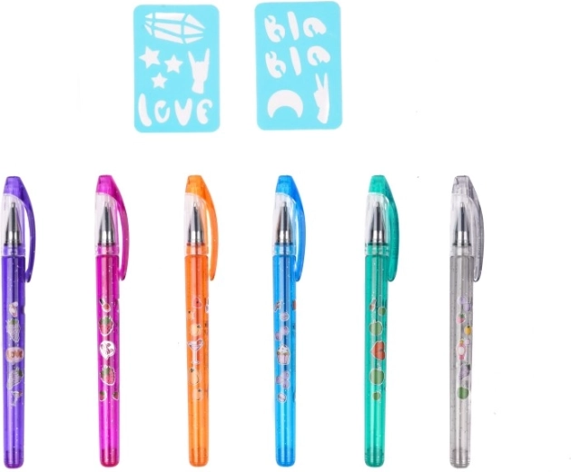 Zes kleurrijke geurende pennen