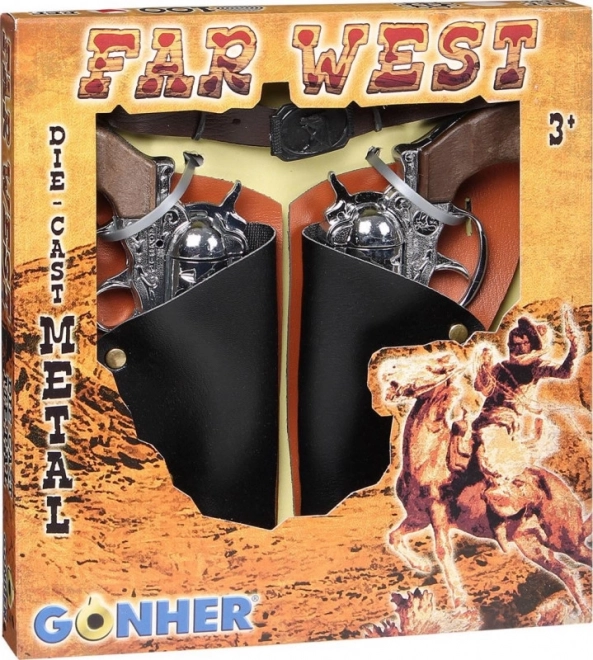 Ensemble de cow-boy avec 2 revolvers et ceinture Gonher