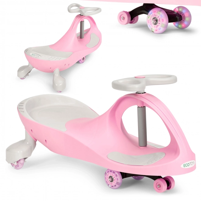 Rijdende auto met LED-wielen roze ECOTOYS