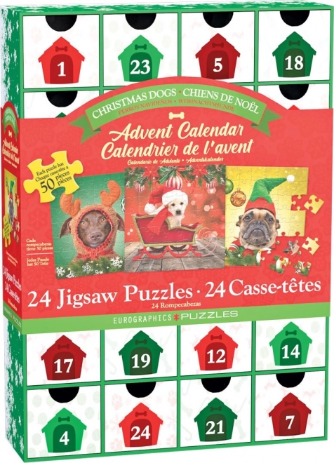 Adventskalender met Puzzel Eurographics 24 x 50 Stuks – Kersthondjes
