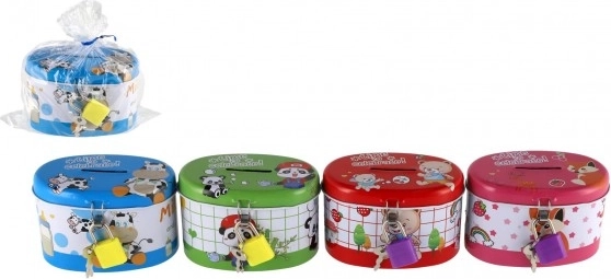 Children's Oval Metal Piggy Bank with Lock