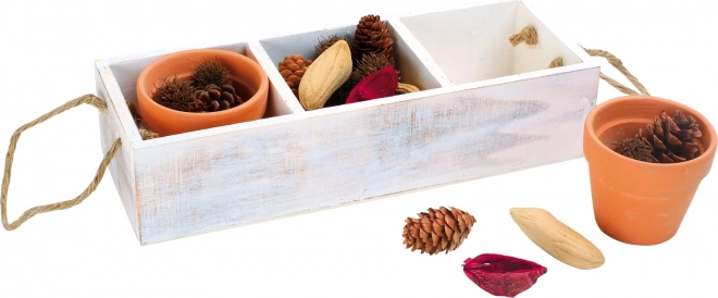 small foot decorative box with natural materials