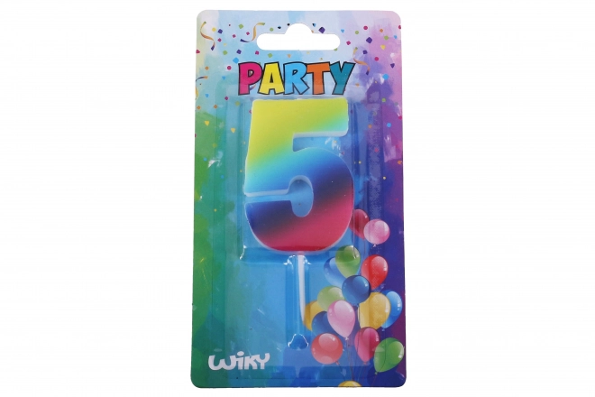 Party candle number 5 rainbow