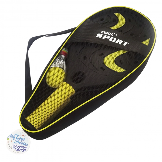 Woopie Rakete mit Weichschaumball und Korb - Set für Strand und Garten
