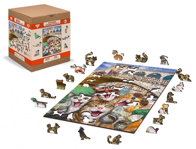 Houten puzzel Katjes in Venetië 2-in-1